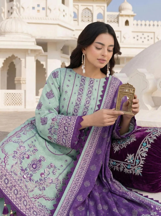 Purple Printed Lawn 3Pcs Set for Women