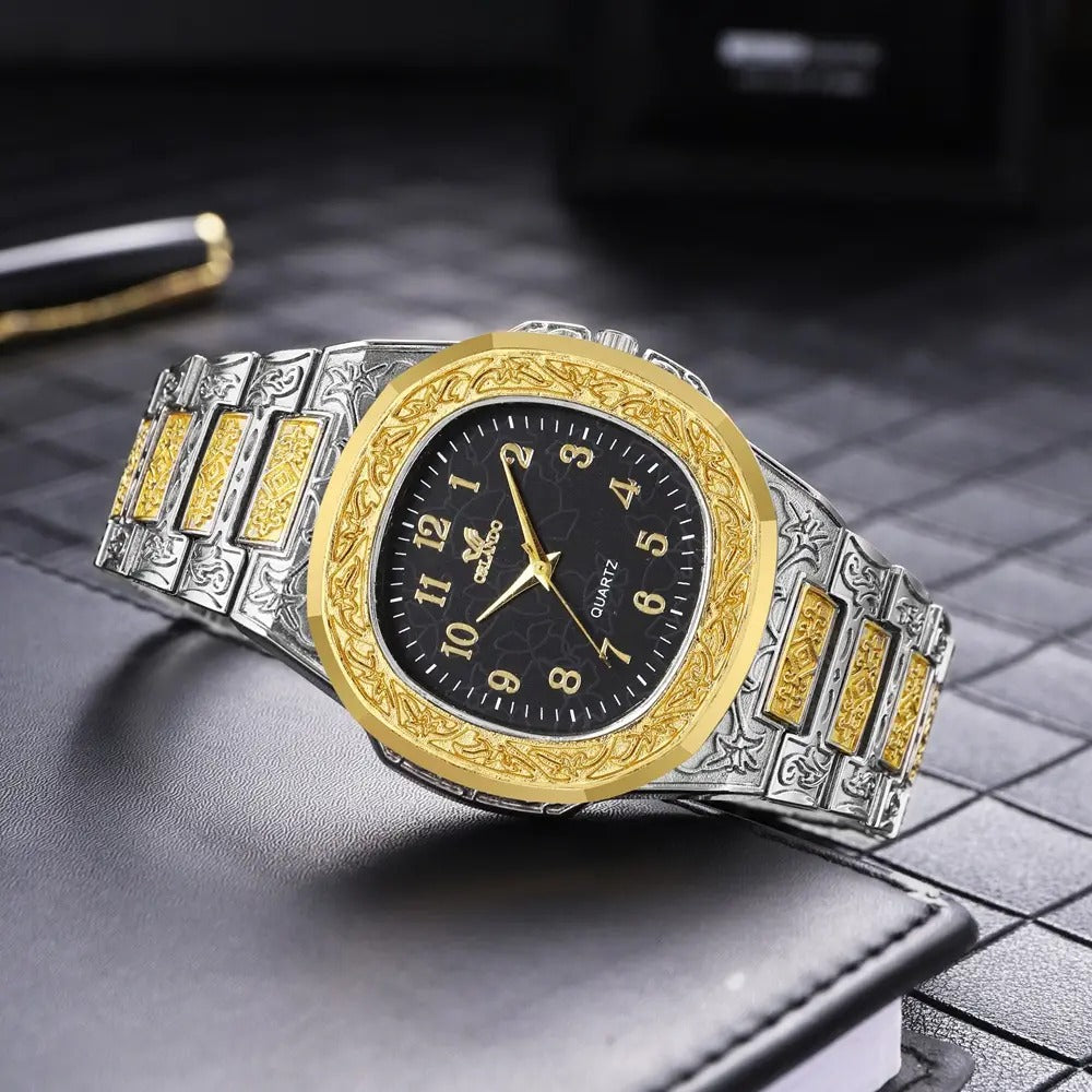 Men's Square Dial Butterfly Steel Band Quartz Watch
