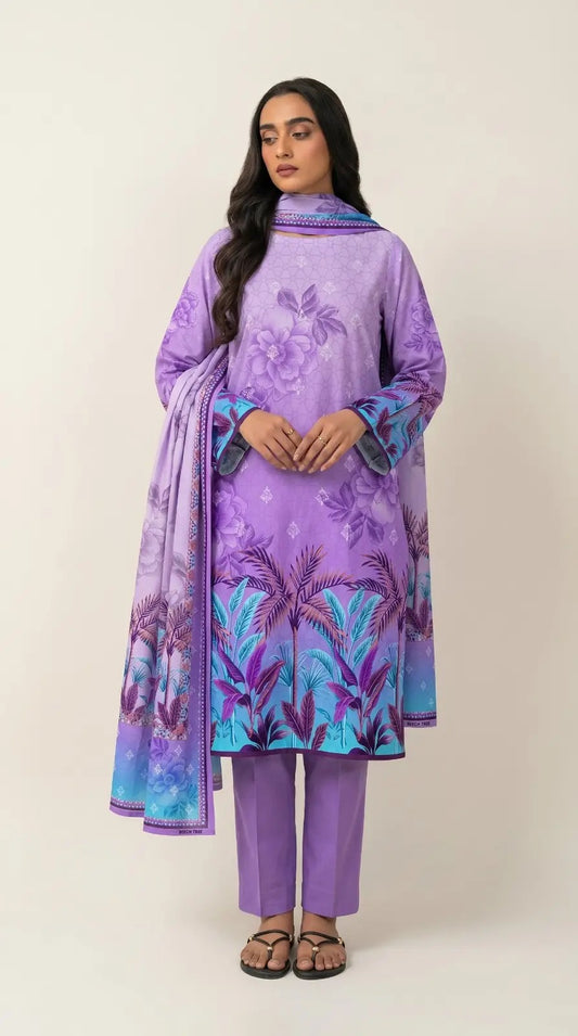 3 Pcs Women's Unstitched Printed Suit