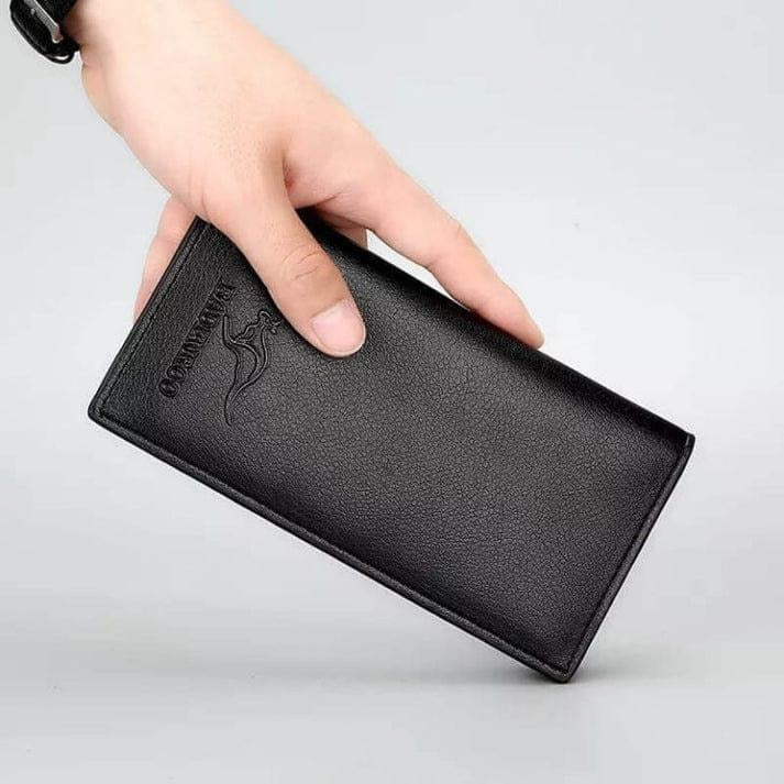 Men's PU Leather Bi-Fold Wallet Brown Black Slim