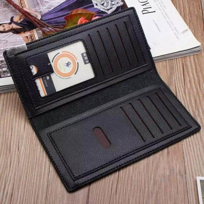 Men's PU Leather Bi-Fold Wallet Brown Black Slim