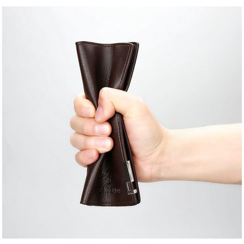 Men's PU Leather Bi-Fold Wallet Brown Black Slim